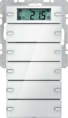 Berker 75665729 Tastsensor 5-fach mit Beschriftungsfeldern, Temperaturregler, Display, Q.x, polarweiß samt