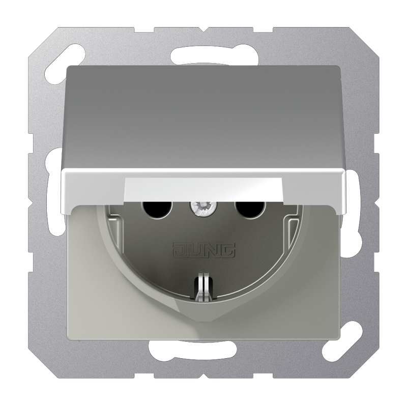 Jung A1520BFKLAL Schutzkontakt-Steckdose, 16 A 250 V ~, Klappdeckel, Thermoplast lackiert, Serie A, aluminium