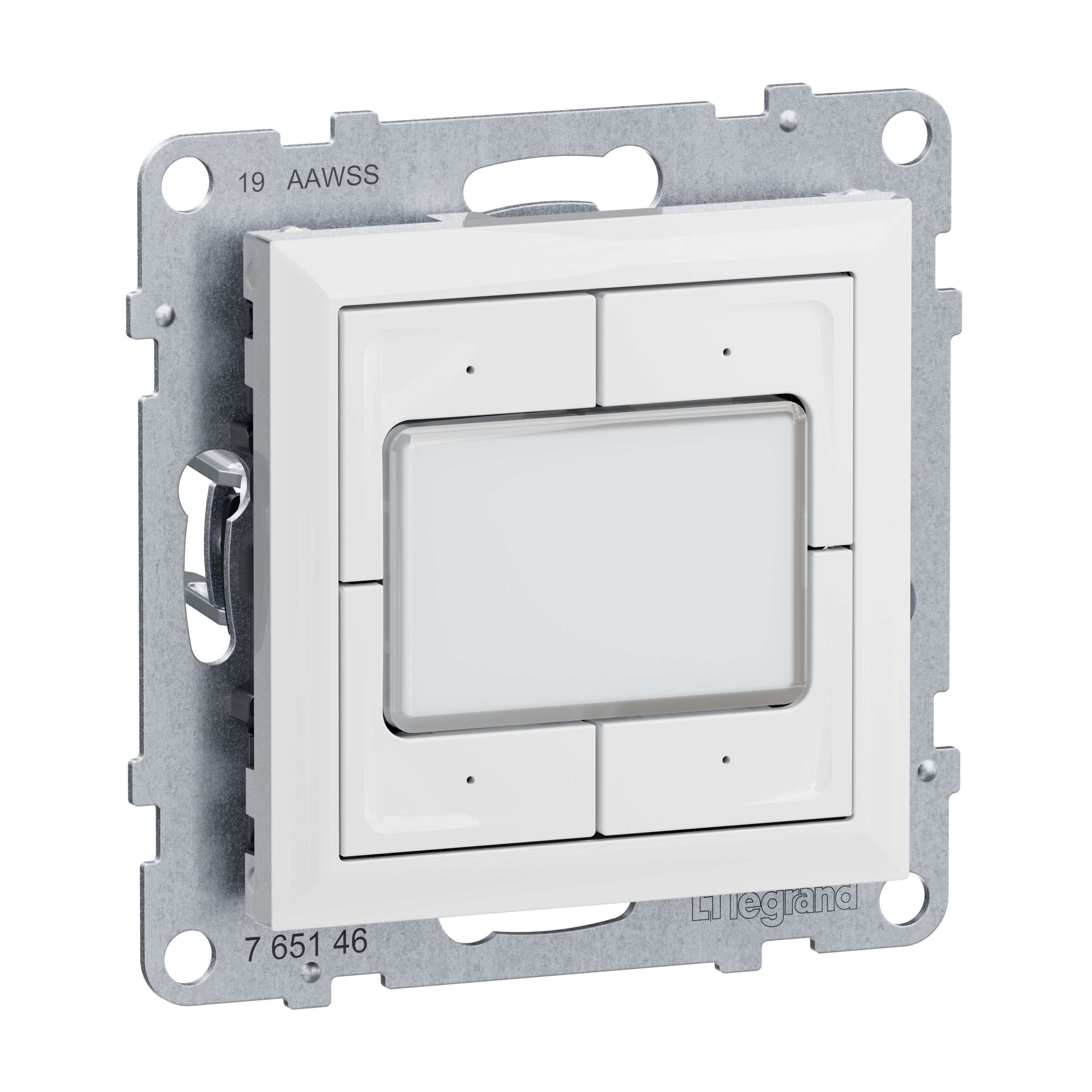 Legrand 765146 SEANO 4-fach elektronischer Taster 0 – 24 V und maximal 1 A, Tasten separat ansteuerbar, Ultraweiß