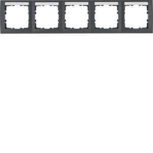 Berker 10259969 Rahmen 5-fach waagerecht ,mit Beschriftungsfeld, S.1, anthrazit matt