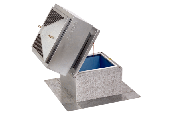 Maico SOK 18 Flachdachsockel zur Montage von Dachventilatoren, mit Kippvorrichtung zum Wegklappen des Ventilators bei Arbeiten an der Lüftungsleitung, DN 180 mm