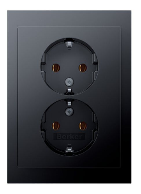 Berker 47747006 Doppelsteckdose Schutzkontakt mit Abdeckplatte, K.1, anthrazit matt lackiert