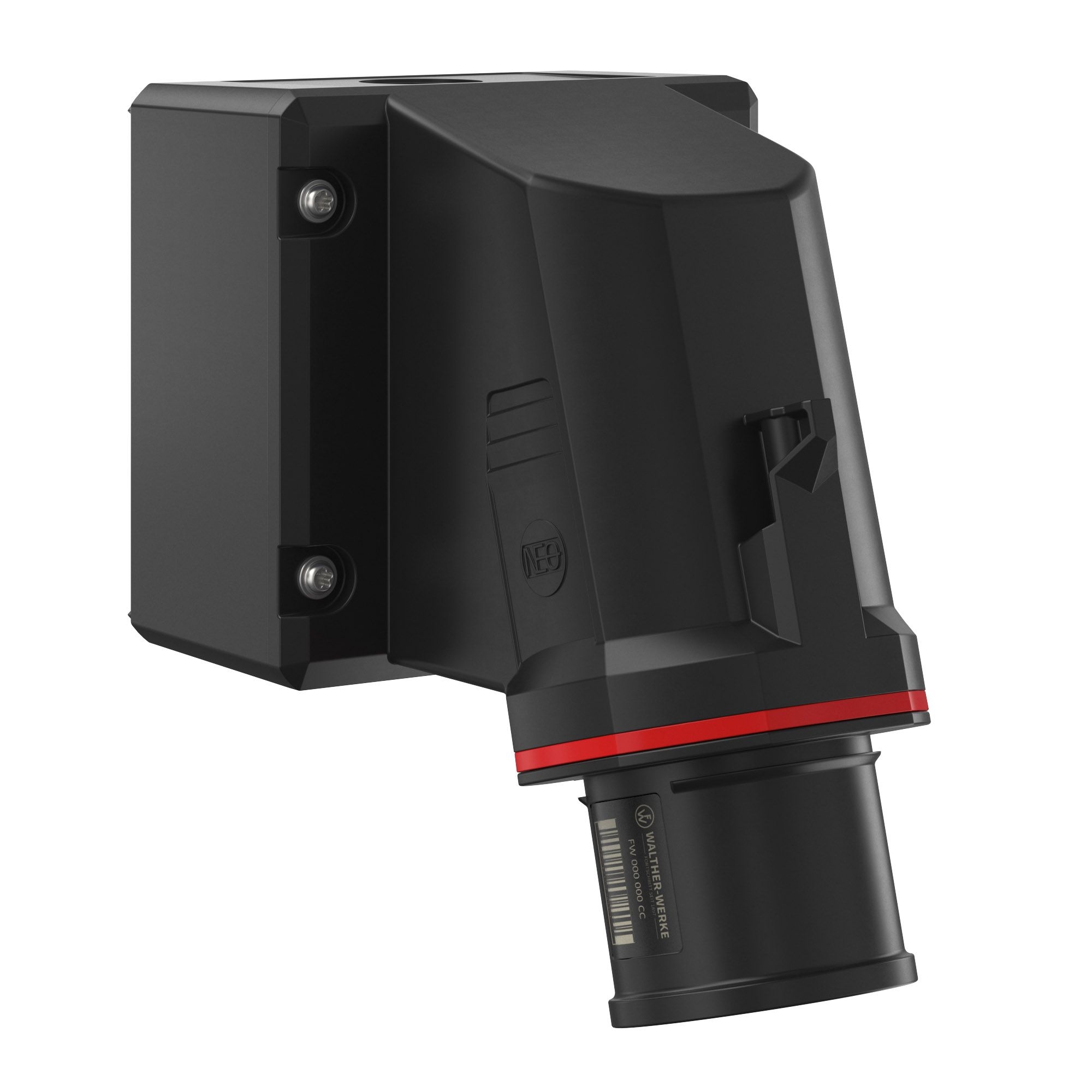 Walther Werke FW734406CC CEE NEO Wandgerätestecker schräg 32A 4P 6h IP54 mit Käfigzugfeder-Technik und drehbarem Boden