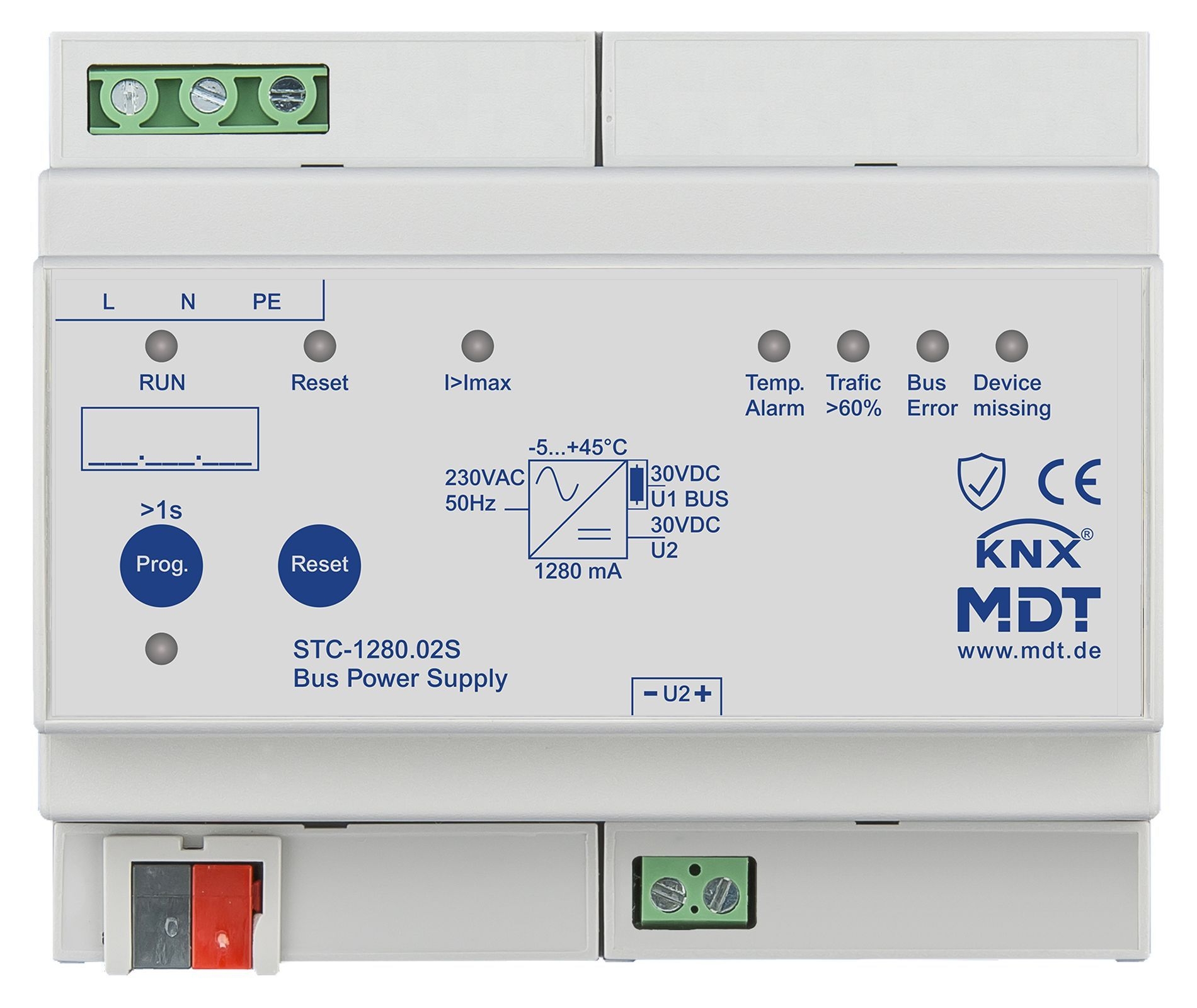 MDT STC-1280.02S KNX Busspannungsversorgung mit Diagnosefunktion, 6TE REG, 1280 mA