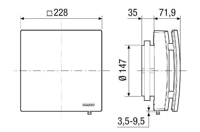 Maico AE 15/1 Elektrische Innen-Verschlussklappe, Kunststoff, DN 150, verkehrsweiß