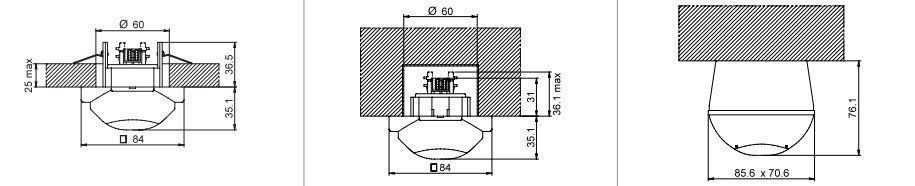 Finder 185K90300000 KNX Bewegungs- und Präsenzmelder, 8x8 bzw. 4x4 Meter, Innenbereich, Wand- und Deckenmontage