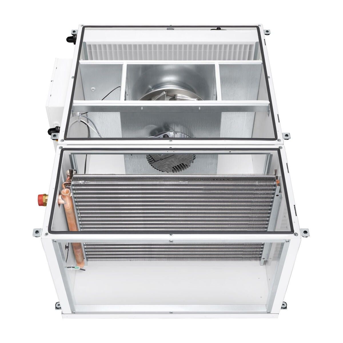 Helios 06537 ALB EC 80/50 WW Außenluft-Box mit Warm-Wasser-Heizregelung und Luftfilter, 3-PH, 400V, 50/60Hz, rechteckig