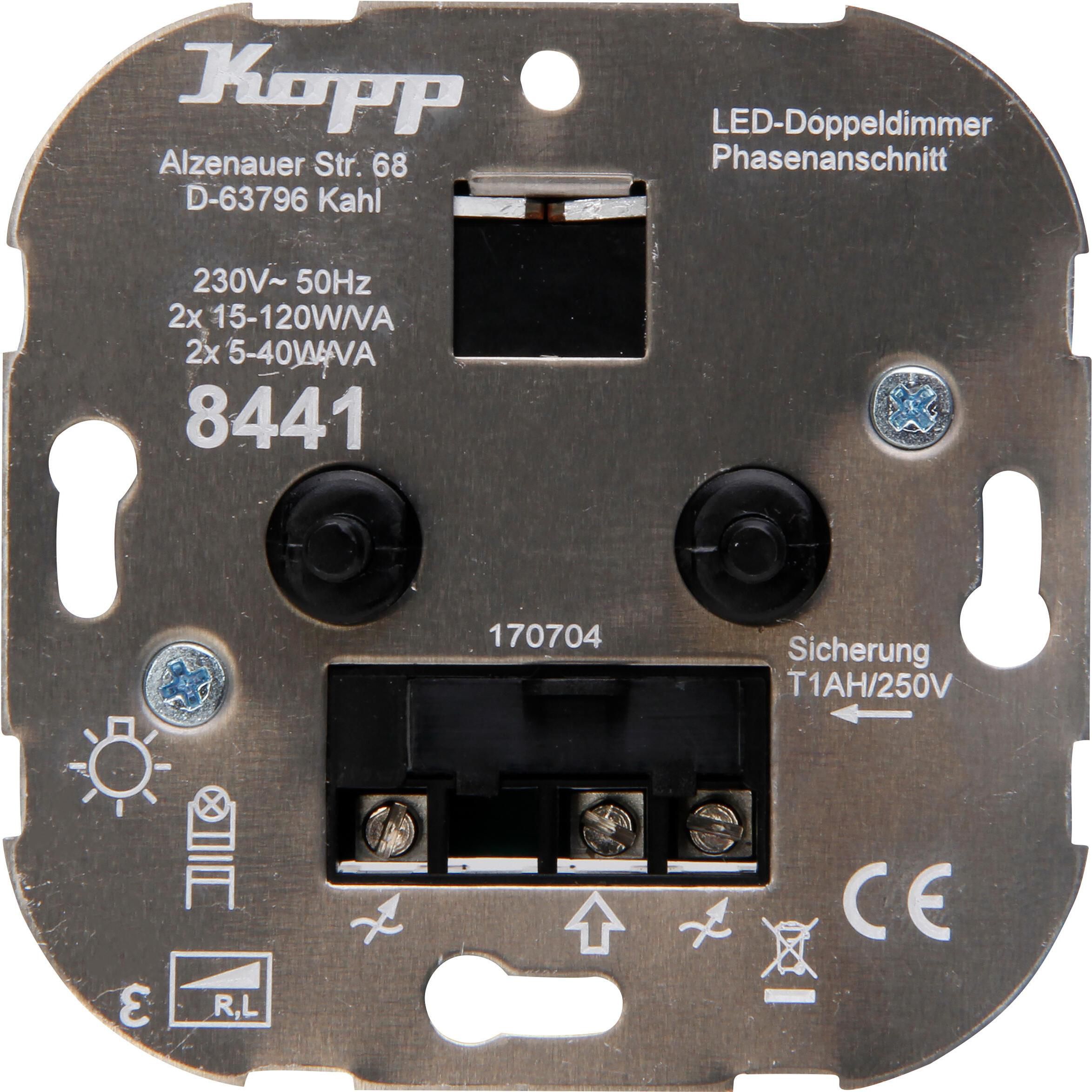 Kopp 844100000 Doppel-Dimmer, 2x15-120W/VA