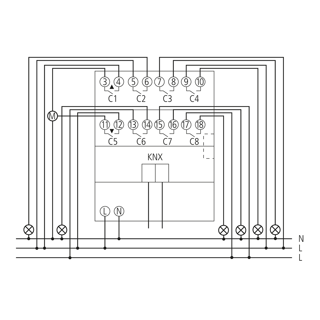 Theben 4930200 RMG 8 T KNX Schalt-/Jalousieaktor 4/8-fach, Grundgerät