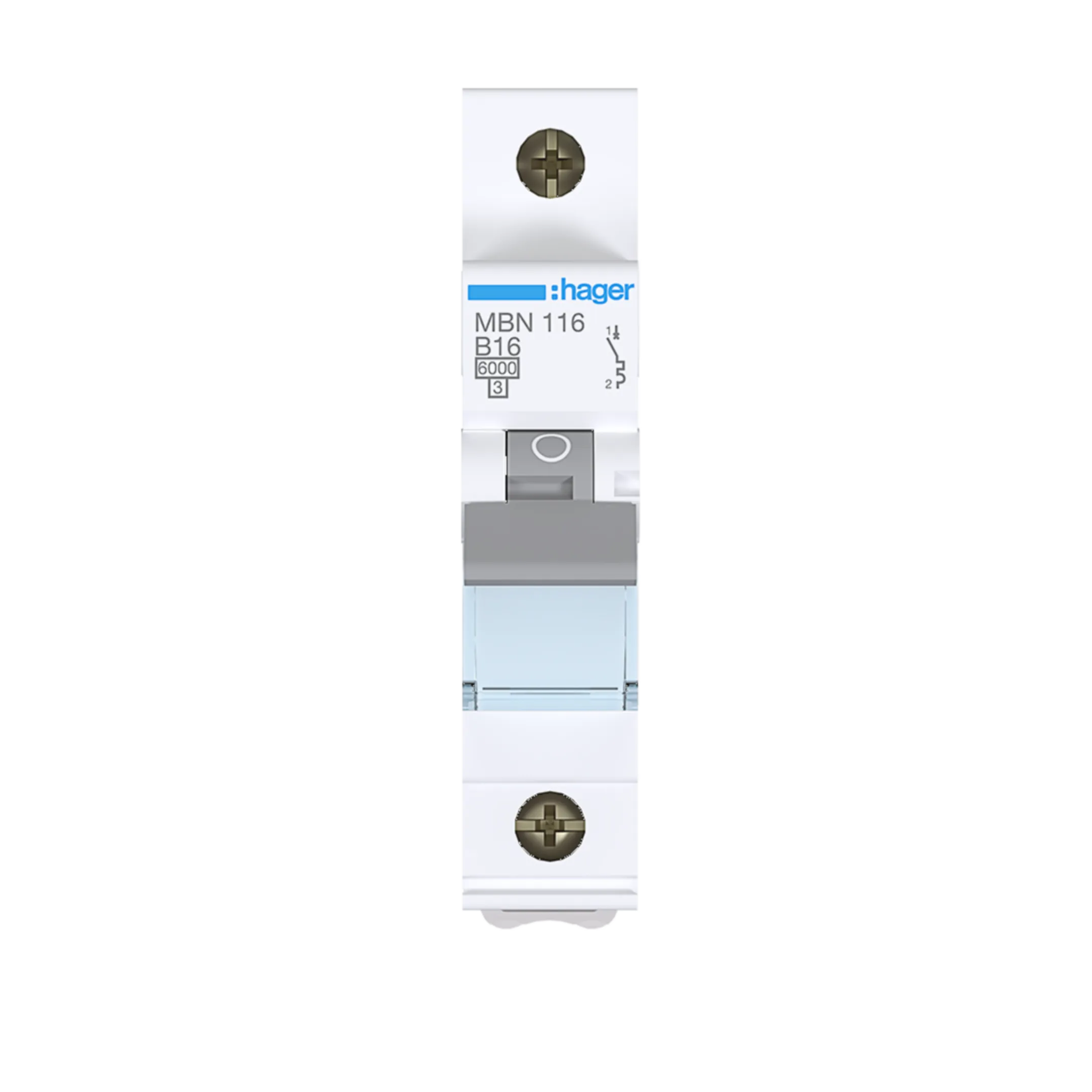 Hager MBN116 Leitungsschutzschalter, Sicherungsautomat, 16A, 1-polig, 1 TE, 6kA, B-Charakteristik