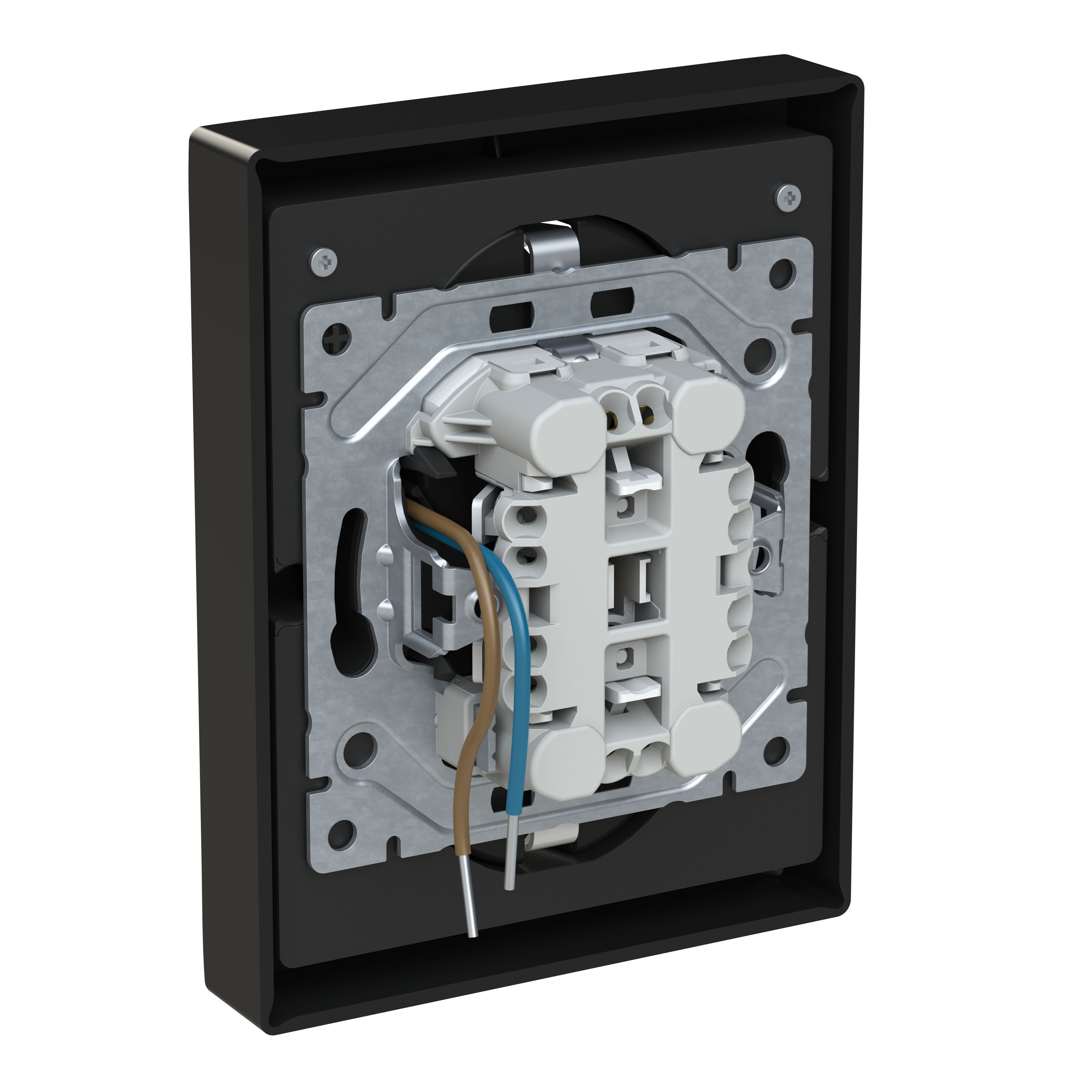 Busch Jaeger 202EUJRB2USBC-915 Schutzkontakt USB-Doppelsteckdose Safety+ mit 2x USB C, ohne Spreize, schwarz matt