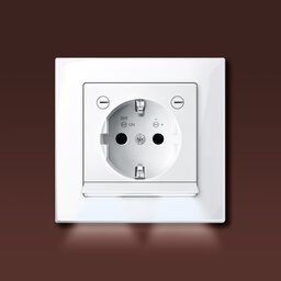 Merten MEG2304-0414 Schutzkontakt-Steckdose mit Lichtauslass und LED-Beleuchtungs-Modul, Berührungsschutz, Steckklemmen, System M, anthrazit