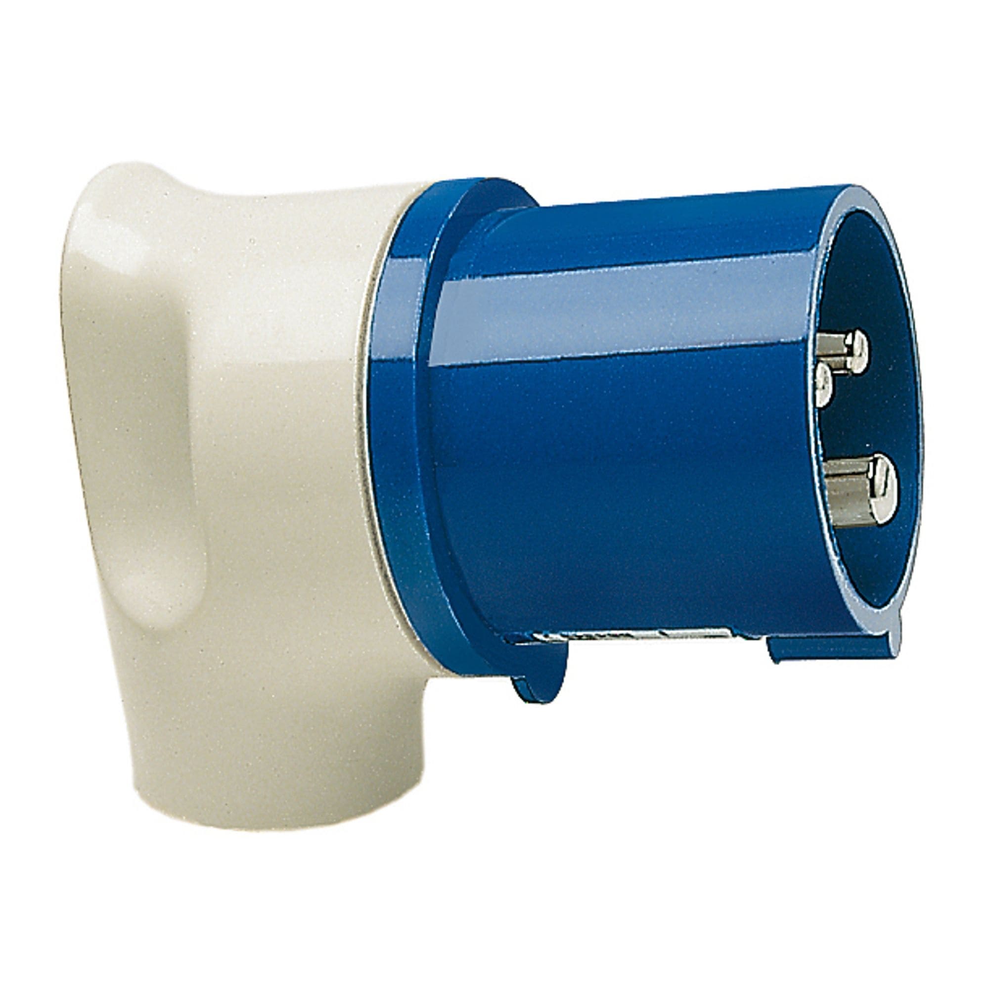 Walther Werke 216410 MONDO Winkelstecker 16A 4P 10h mit dem Gehäusehinterteil in lichtgrau