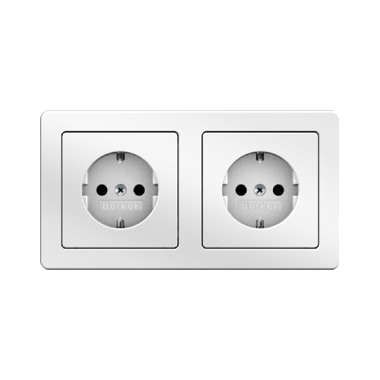 Berker 47206089 Schutzkontakt-Steckdose 2-fach mit Rahmen, Q.x, polarweiß samt