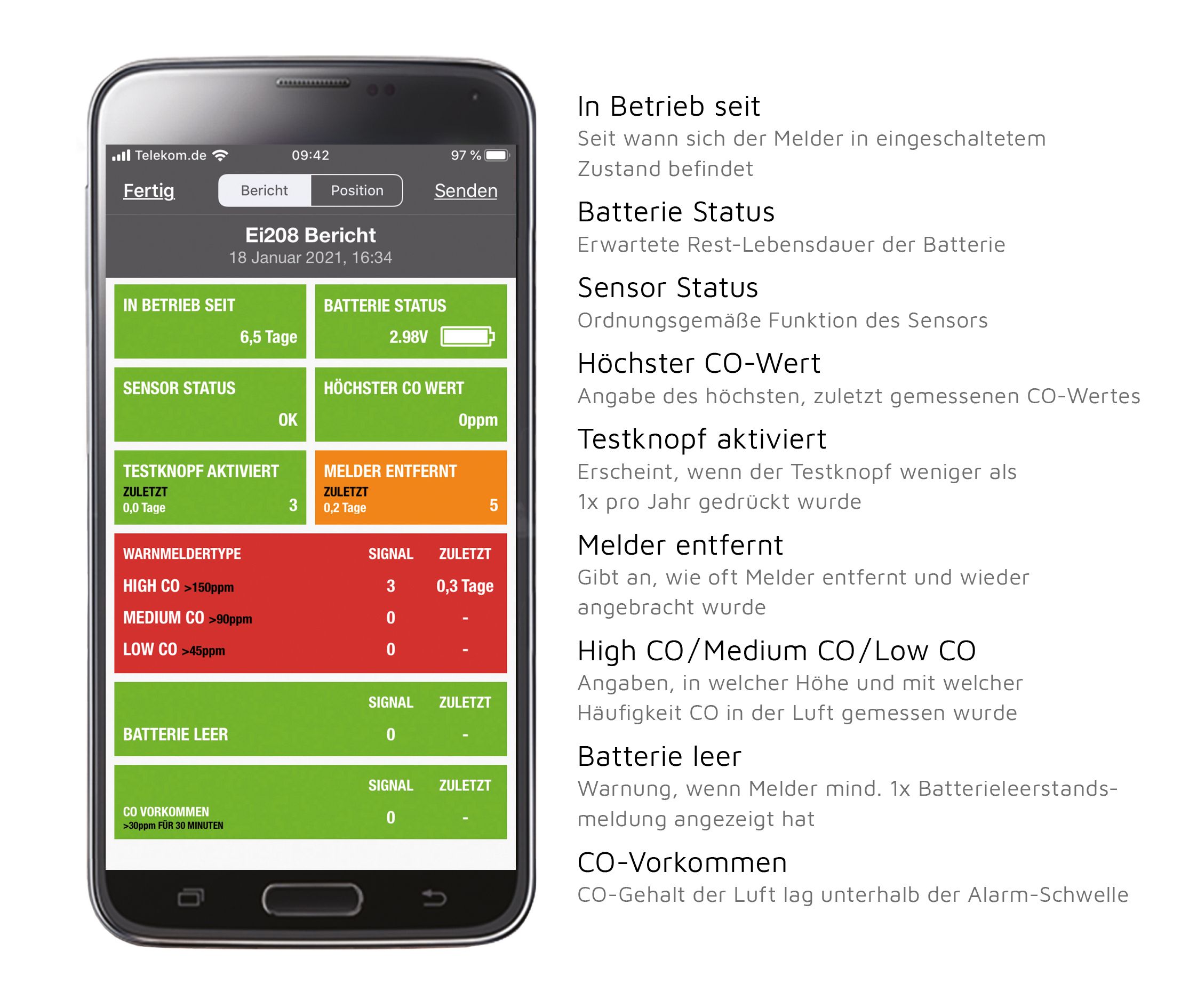 Ei Electronic Ei208iW-3XD Kohlenmonoxidwarnmelder mit fest eingebauter 10-Jahres-Batterie