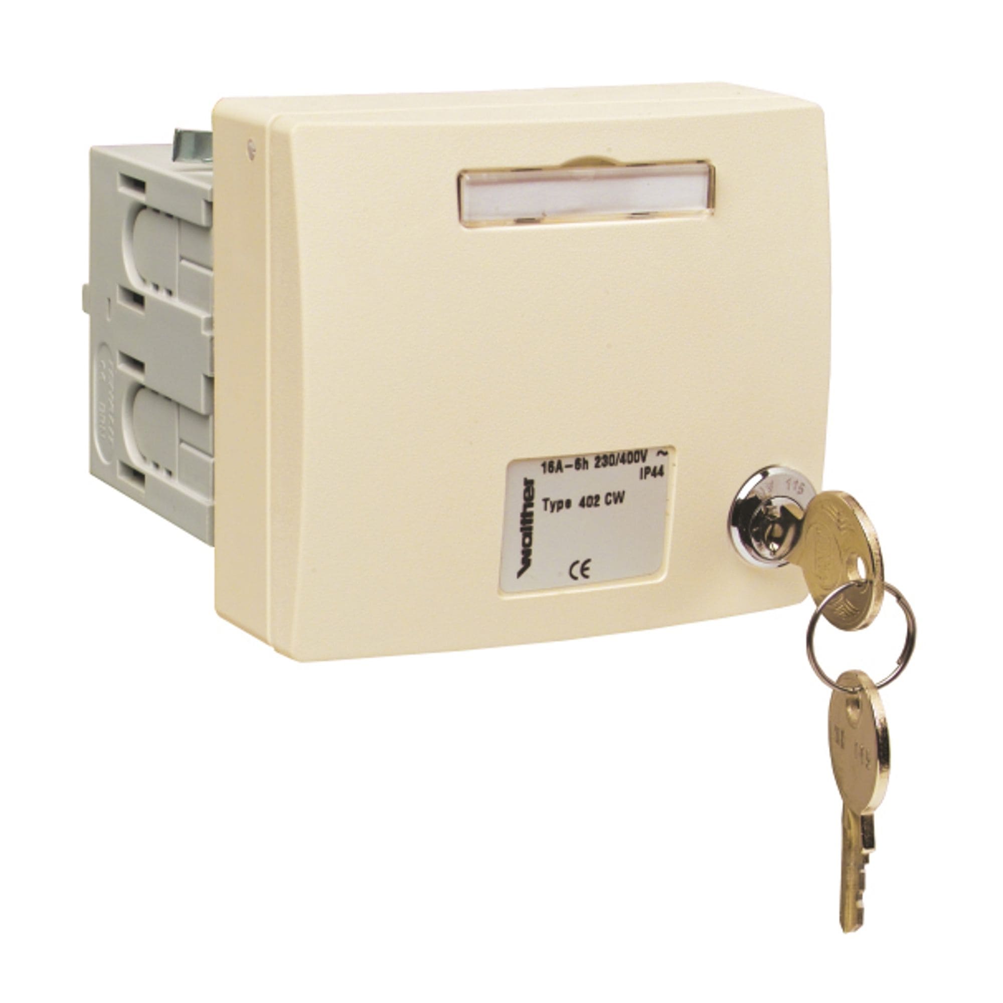 Walther Werke 403RW MONDO Kanaleinbaudose für TEHALIT- Kunststoffkanäle 16A 5P 6h mit Beschriftungsfeld und Schloß zum Abschließen in reinweiß