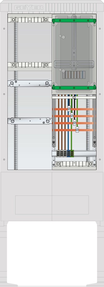 ABN SZ175ZL1401 Zähleranschlusssäule 1 ZP, Leerpl, 4pol, HLAK, 25 mm², IP54, ZP-Abd, grau