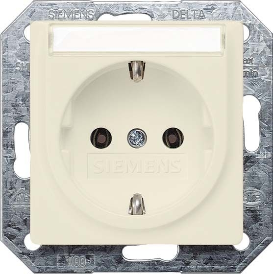 Siemens 5UB1555 DELTA i-system Schutzkontakt-Steckdose mit Beschriftungsfeld, elektroweiß