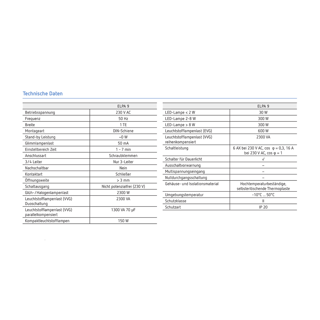 Theben 0090001 ELPA 9 Treppenlicht-Zeitschalter, elektromechanisch, TLZ, ohne Stand-By-Verbrauch, 3-Leiter, Nachrüstung, Sanierung, Austausch, 300 W LED, Kippschalter für Dauerlicht