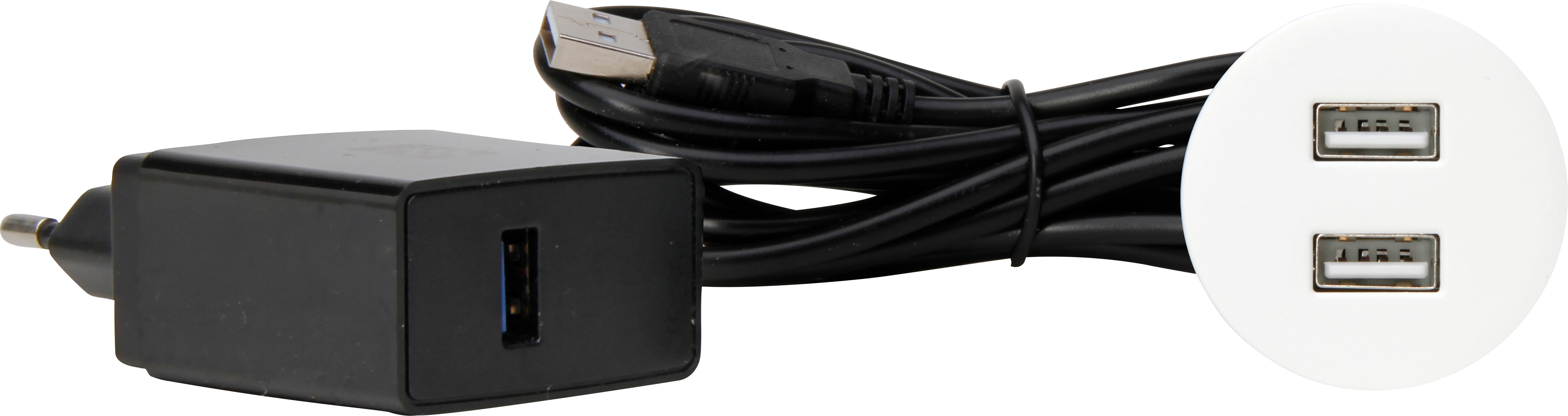 Kopp 939741014 VersaPICK USB Einbauset mit 2x USB, rund, Metall, weiß
