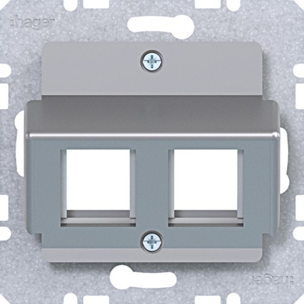 Hager WAF2164TA Zentralplatte 2-fach für AMP Jacks, 30° Schrägauslass, A.x/C.x/S.x/B.x/Q.x/K.x, titan matt