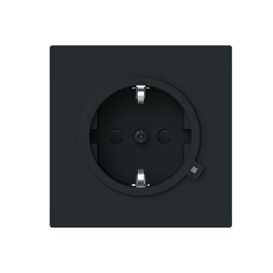 Busch-Jaeger 20 EUCBL-45M Schutzkontakt-Steckdose Safety+ mit LED-Kontrolllicht, mit erhöhtem Berührungsschutz, mit Befestigungskrallen, schwarz matt, Busch-art linear