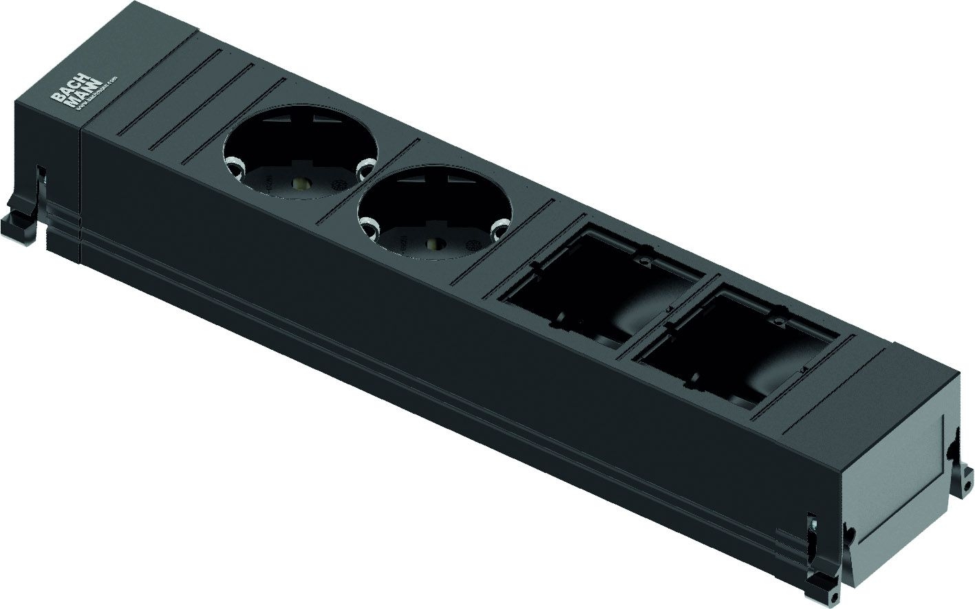 Bachmann 916.0601 Power Frame , 2 Schutzkontaktsteckdose, 2 Custom Module leer, 0,2 m Zuleitung mit GST18 Stecker