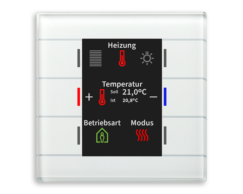 MDT BE-GT2TW.02 KNX Glastaster II Smart, Farbdisplay, Temperatursensor, 6 Sensorflächen, 12 Funktionen, weiß