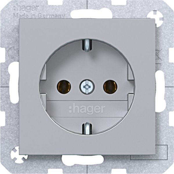 Hager WAS1300TA Schutzkontaktsteckdose mit Schraubliftklemmen, A.x/C.x, titan matt