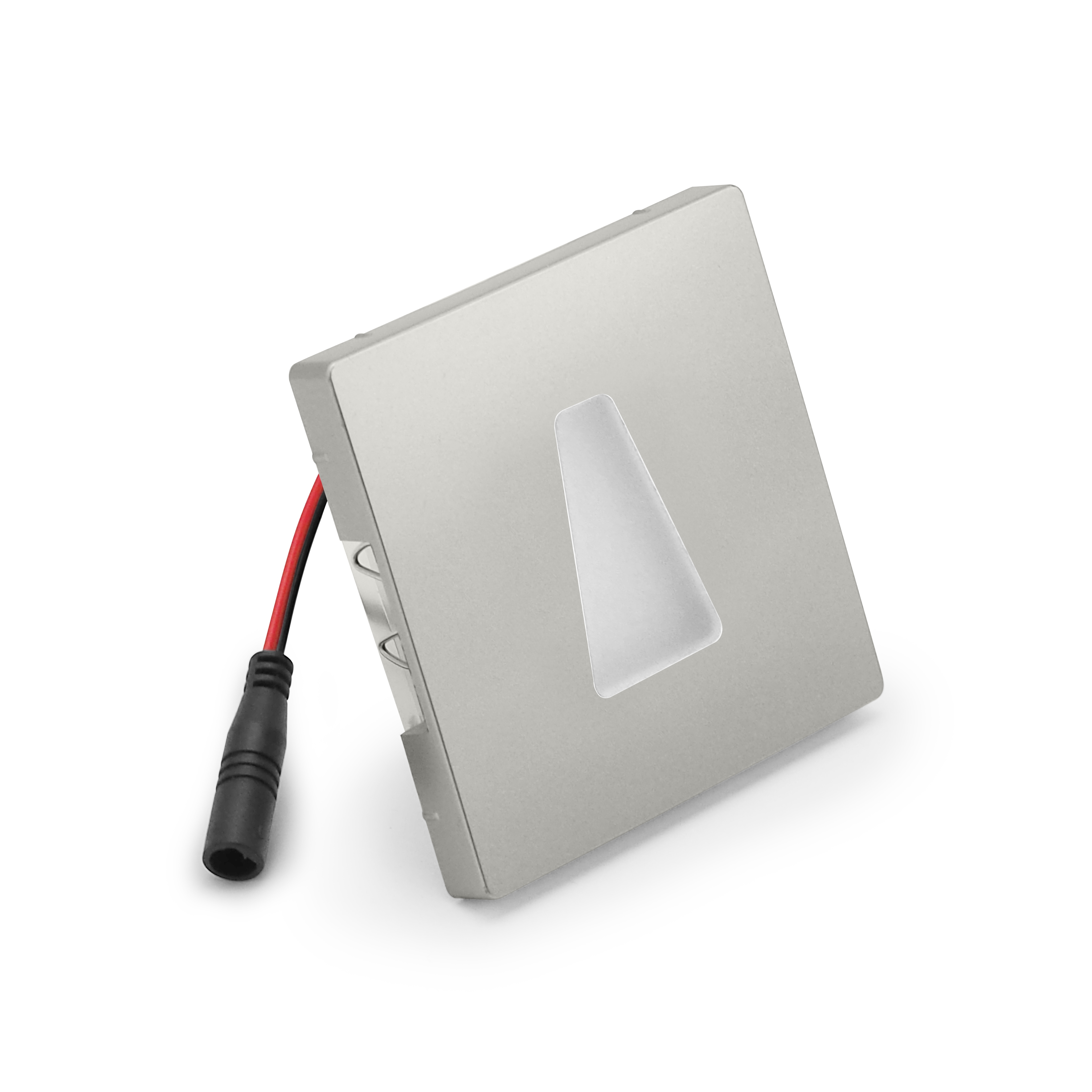 qles WET6036 Wandeinbauleuchte Trapez, für Merten D-Life, beleuchtet/LED/warmweiß (3000k), Edelstahl, lackiert, IP44
