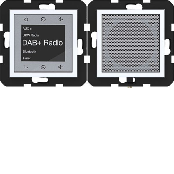 Hager WAN6110WG Radio Touch Unterputz DAB+, Bluetooth mit Lautsprecher, A.x/C.x, lichtweiß glänzend