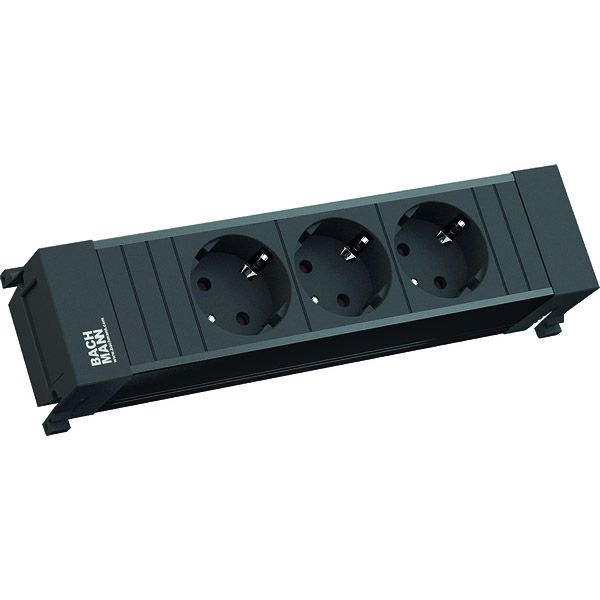 Bachmann 317.117 Power Frame, 3 Schutzkontaktsteckdosen, Zuleitung 0,20m H05VV-F 3G1,5qmm, mit Wieland GST18 - Stecker