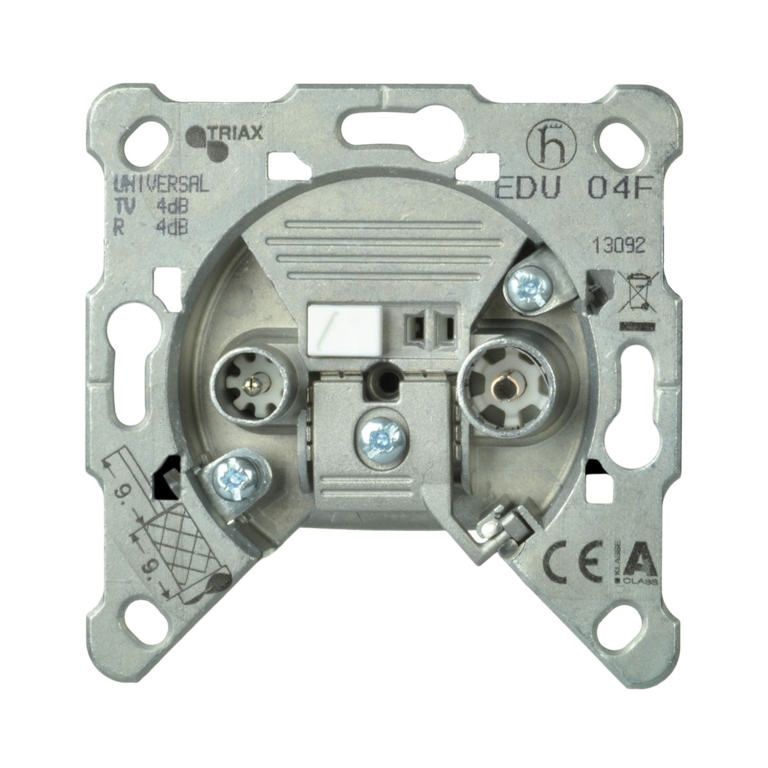 Elso 162110 Antennensteckdose 2-fach (Stichleitungsdose), 24 VDC, 500 mA, Anschlussdämpfung 5 dB, bis 2400 MHz, Unterputzeinsätze