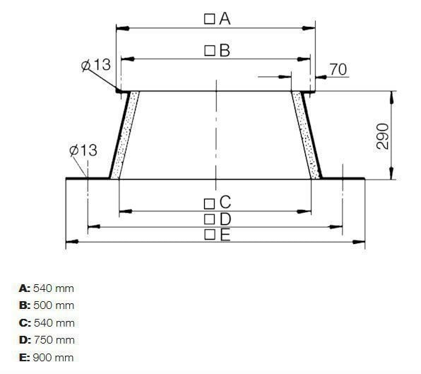 Maico SO 25 Flachdachsockel zur Montage von Dachventilatoren, DN250 mm