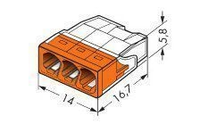 WAGO 2273-203 Verbindungsdosenklemme 3x0.5-2.5mm², 3 Leiter, 100 Stk.