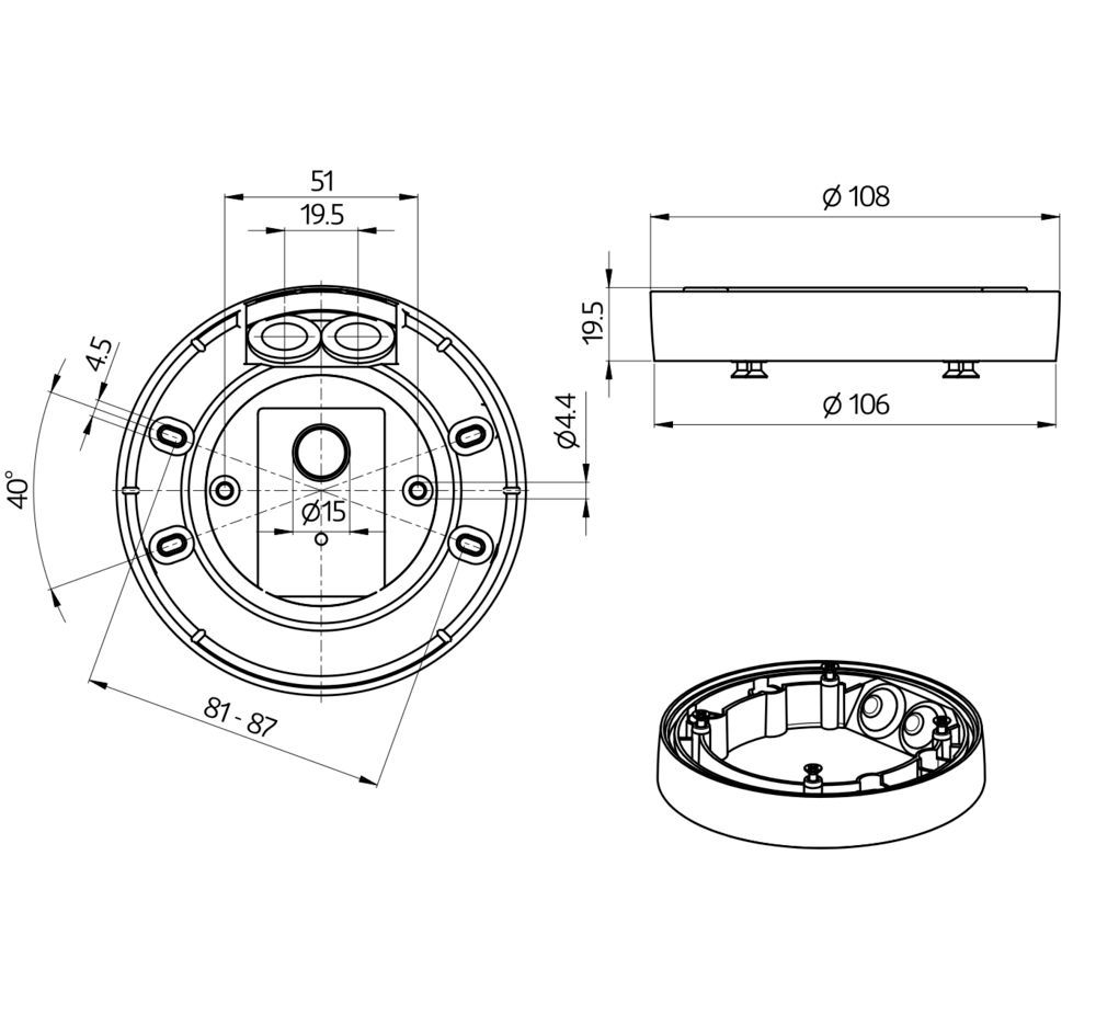 B.E.G. 93753 Aufputz Montageset IP54 PD2N- / PD4N-Unterputz, schwarz matt