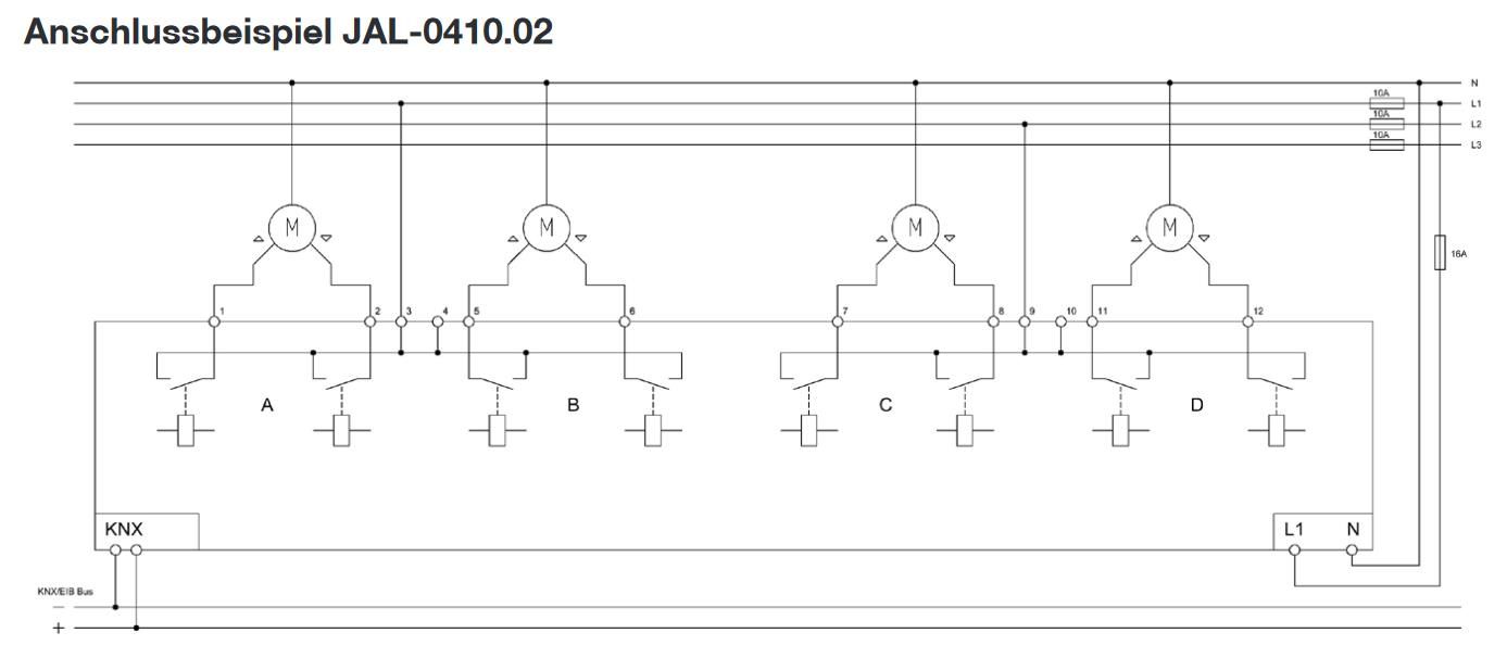 MDT JAL-0410.02 Jalousieaktor 4-fach, 4TE REG, 10A, 230VAC