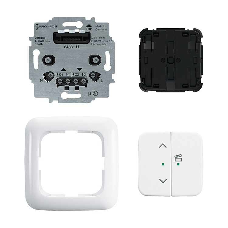 Busch-Jaeger 62731/UJ-214-WL Jalousie-Einsatz flex, 1-fach Komplettset mit 2-fach Bedienelement, Wireless, Set, alpinweiß matt, Reflex SI