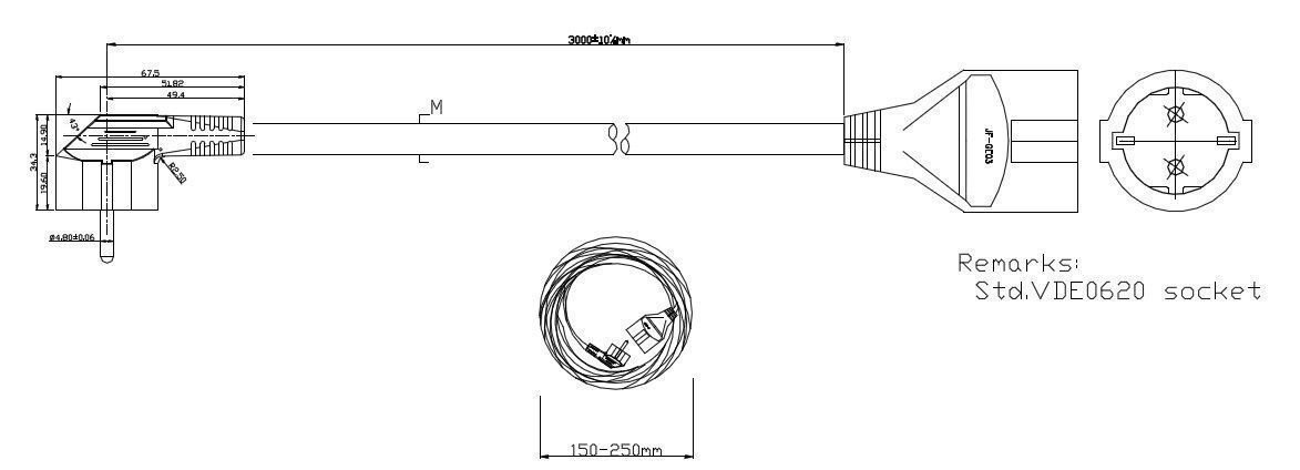 Bachmann 341.201S Verlängerung H05VV-F3G1,50mm² 3,0m, 3-polig
