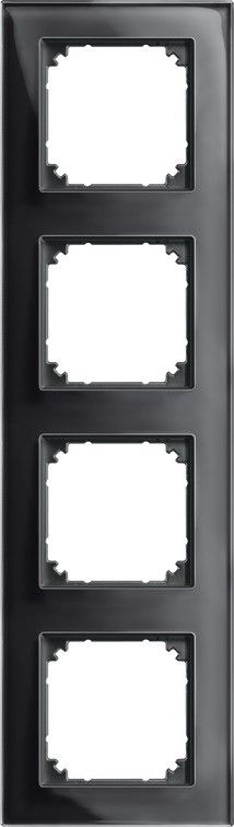 Merten 489403 Echtglasrahmen 4-fach, M-PLAN, Onyxschwarz