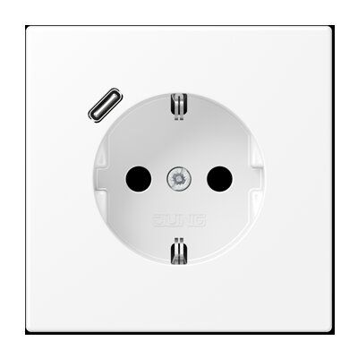 Jung LS1520-18CWWM Schutzkontakt-Steckdose 16 A, mit USB-Ladegerät 1 x Typ C, SAFETY+, Serie LS, schneeweiß matt