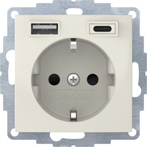 Berker 48048982 Schutzkontakt-Steckdose / USB A-C, S.1, weiß glänzend