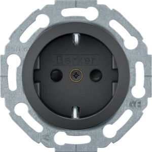 Berker MAN0100717 Schutzkontakt-Steckdose, 45°-Stufen variable Einbaulage, Serie 1930, schwarz softtouch