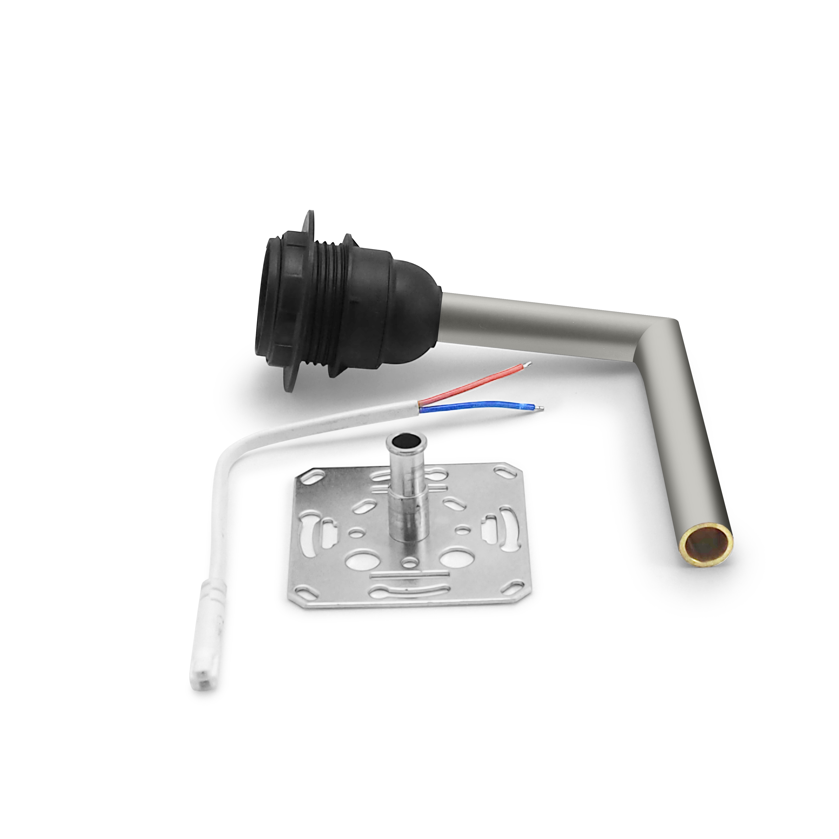 qles SLA6036 Schirmlampe 80x120mm - ohne Lampenschirm, für Merten D-Life, E27/230V, Edelstahl, lackiert