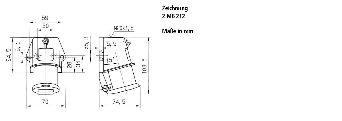 Mennekes 847 CEE-Wandgerätestecker m. Klappdeckel, 16A 230V 3-pol.