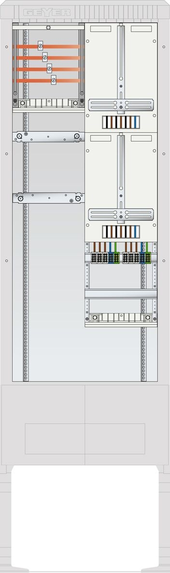 ABN SZ205ZZ2400 Zähleranschlusssäule 2 ZP, 4pol, HLAK, 25 mm², grau