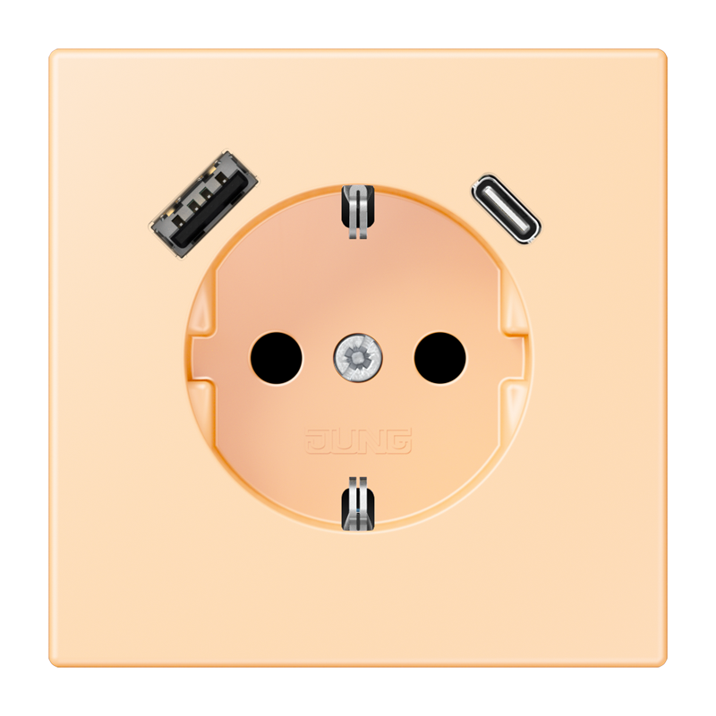 Jung LC152015CA223 Schutzkontakt-Steckdose mit USB-Ladegerät Typ AC, Safety+, Les Couleurs® 32060, ocre