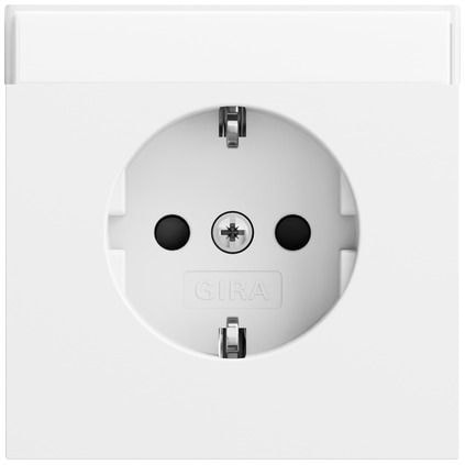 Gira 446272 Schutzkontakt-Steckdose mit Beschriftungsfeld und erhöhtem Berührungsschutz (Safety Plus), System 70, reinweiß seidenmatt (lackiert)