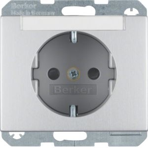 Berker 47387003 Schutzkontakt-Steckdose mit Beschriftungsfeld und erhöhtem Berührungsschutz K.5 aluminium matt lackiert