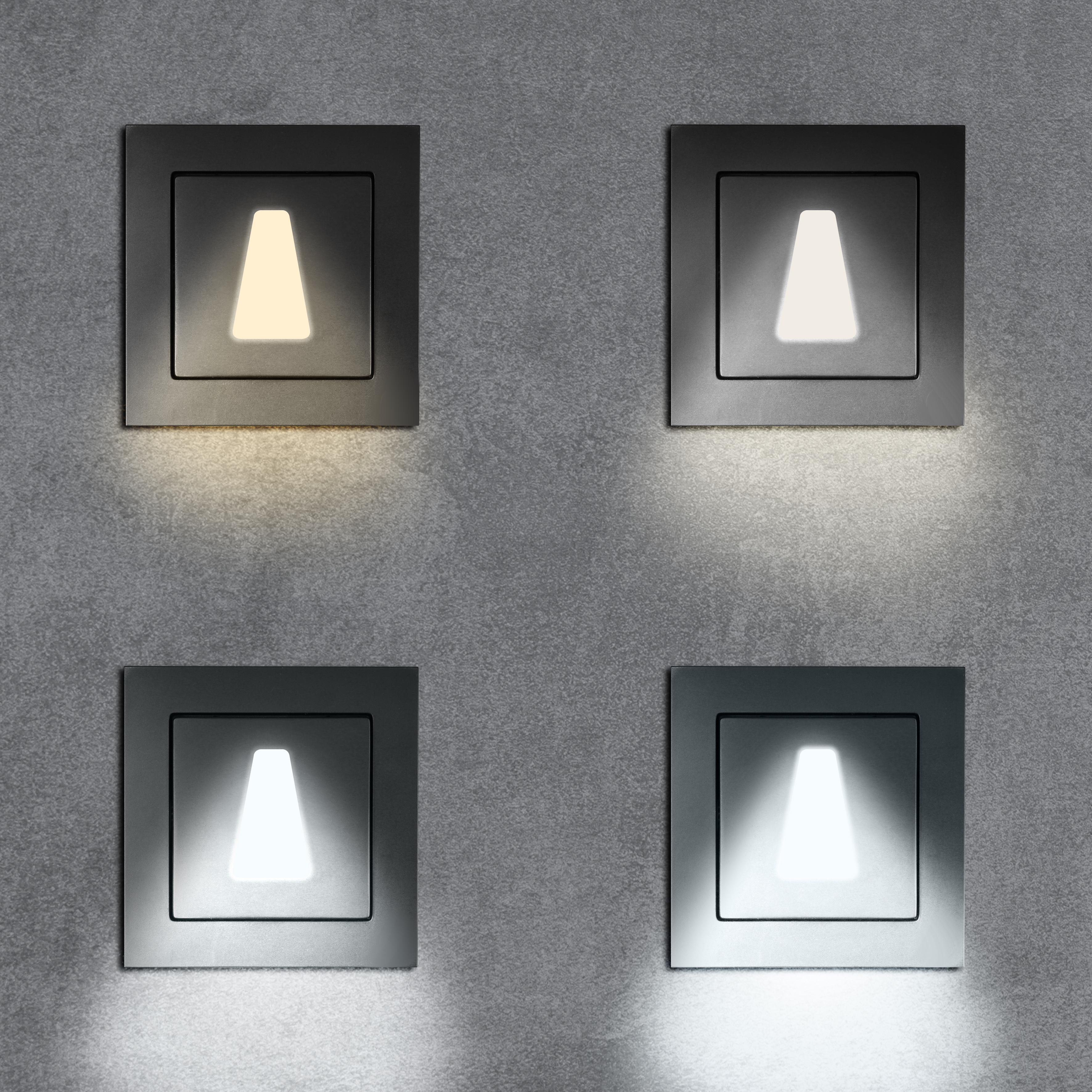 qles WET0814 Wandeinbauleuchte Trapez, für Merten System-M, beleuchtet/LED/warmweiß (3000k), Anthrazit, edelmatt, IP44